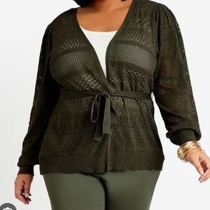 Belted Balloon Sleeve Cardigan Size 18/20